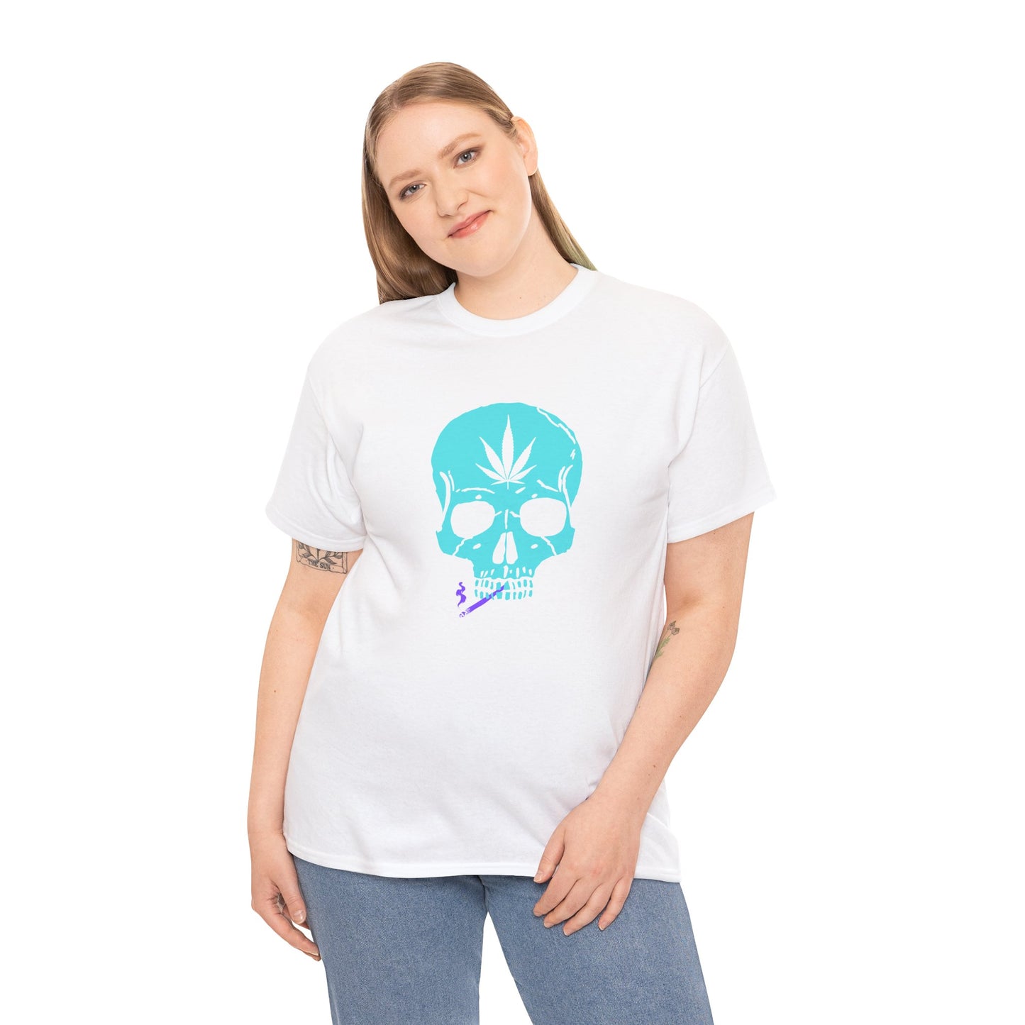Cool Cannabis Skull Unisex Heavy Cotton Tee Streetwear Meets Vibes – A Fresh Take from G-Spot G’s Tees!