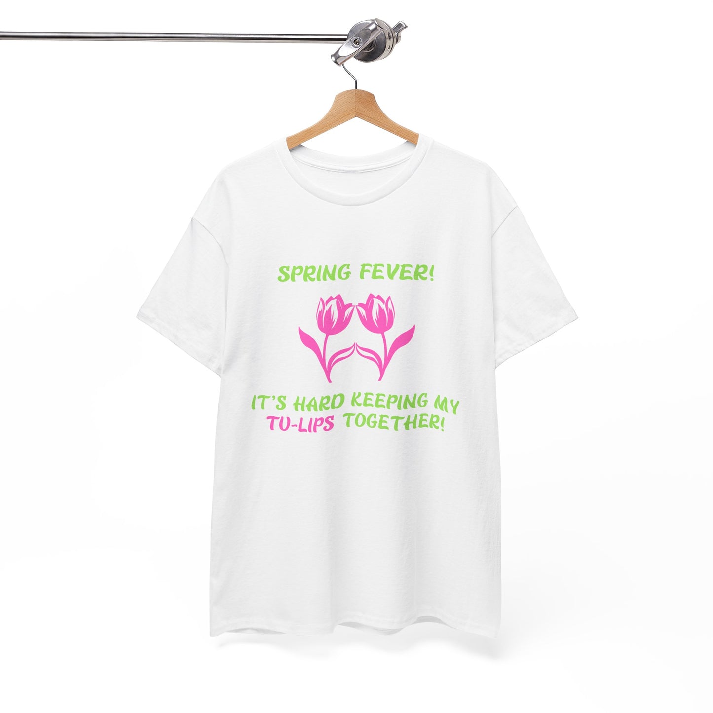 Spring Fever Hard Keeping My Tu-Lips Together Fun Tulip Graphic Shirt. Unique Humor T-Shirt, Cool Gift Idea, Trendy Casual Wear, Fun Apparel Tshirt