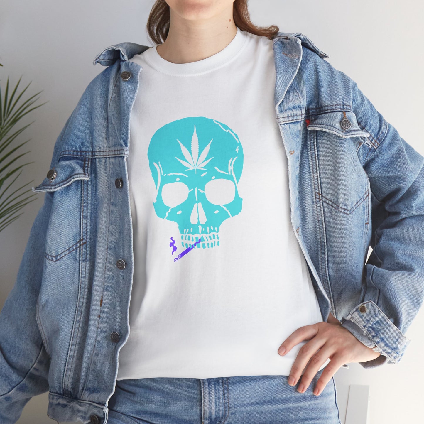 Cool Cannabis Skull Unisex Heavy Cotton Tee Streetwear Meets Vibes – A Fresh Take from G-Spot G’s Tees!