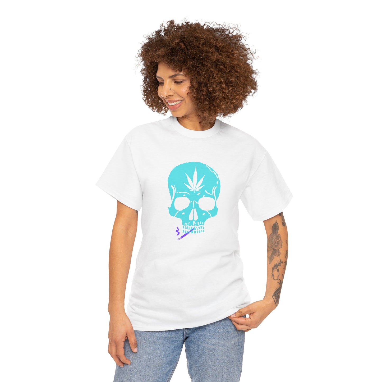 Cool Cannabis Skull Unisex Heavy Cotton Tee Streetwear Meets Vibes – A Fresh Take from G-Spot G’s Tees!