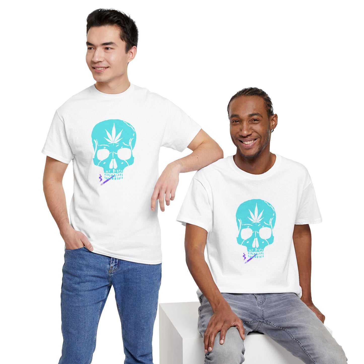 Cool Cannabis Skull Unisex Heavy Cotton Tee Streetwear Meets Vibes – A Fresh Take from G-Spot G’s Tees!