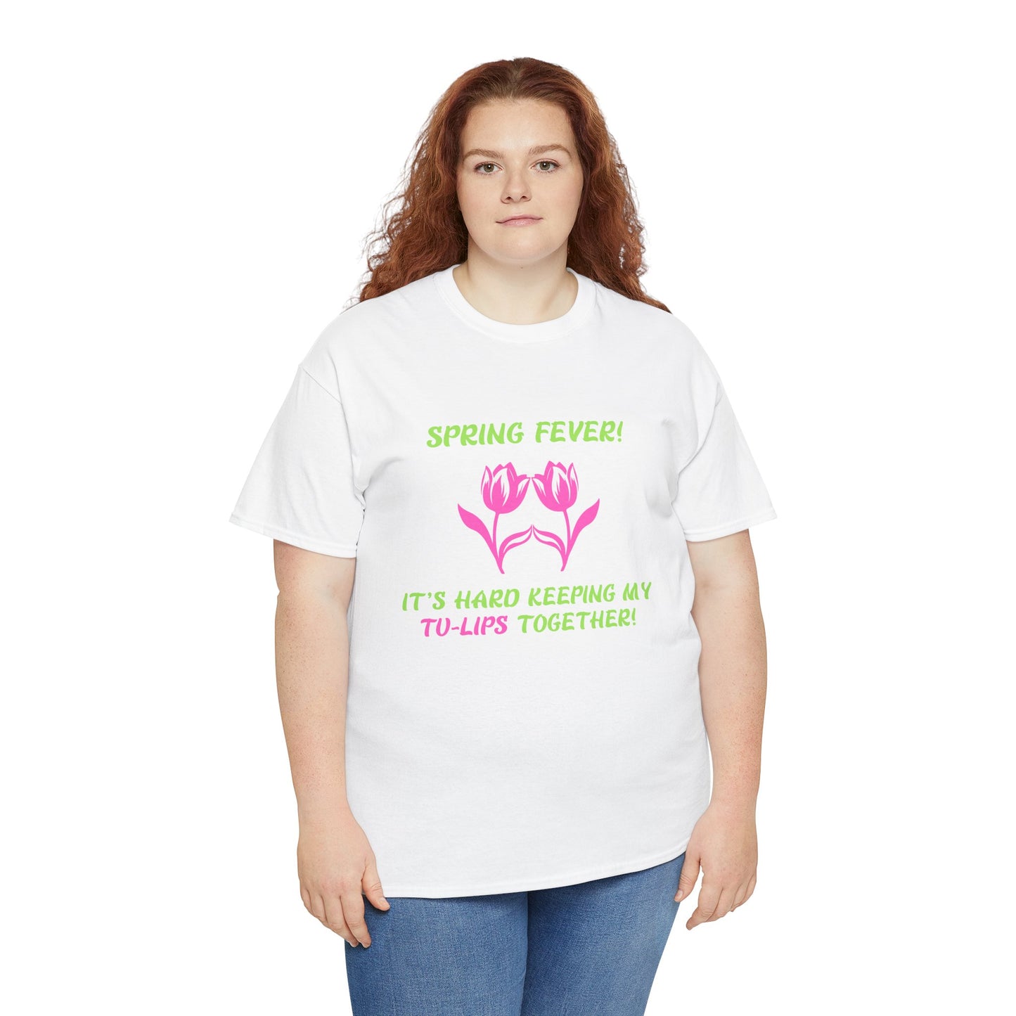 Spring Fever Hard Keeping My Tu-Lips Together Fun Tulip Graphic Shirt. Unique Humor T-Shirt, Cool Gift Idea, Trendy Casual Wear, Fun Apparel Tshirt