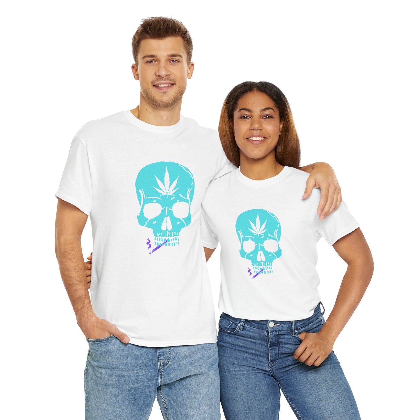 Cool Cannabis Skull Unisex Heavy Cotton Tee Streetwear Meets Vibes – A Fresh Take from G-Spot G’s Tees!