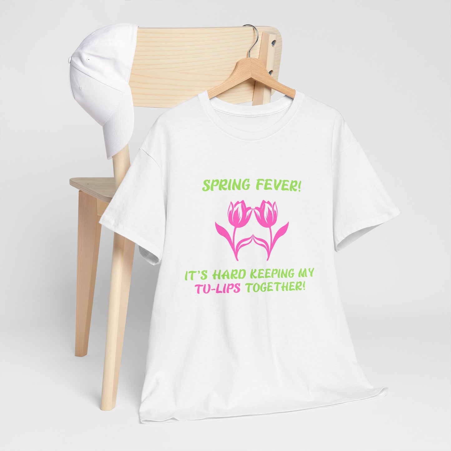 Spring Fever Hard Keeping My Tu-Lips Together Fun Tulip Graphic Shirt. Unique Humor T-Shirt, Cool Gift Idea, Trendy Casual Wear, Fun Apparel Tshirt