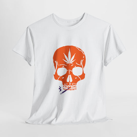 Unisex Heavy Cotton Tee - Edgy Skull Design with Cannabis Lea f Bold, Edgy, & Iconic – A Statement Piece from G-Spot G’s Tees!