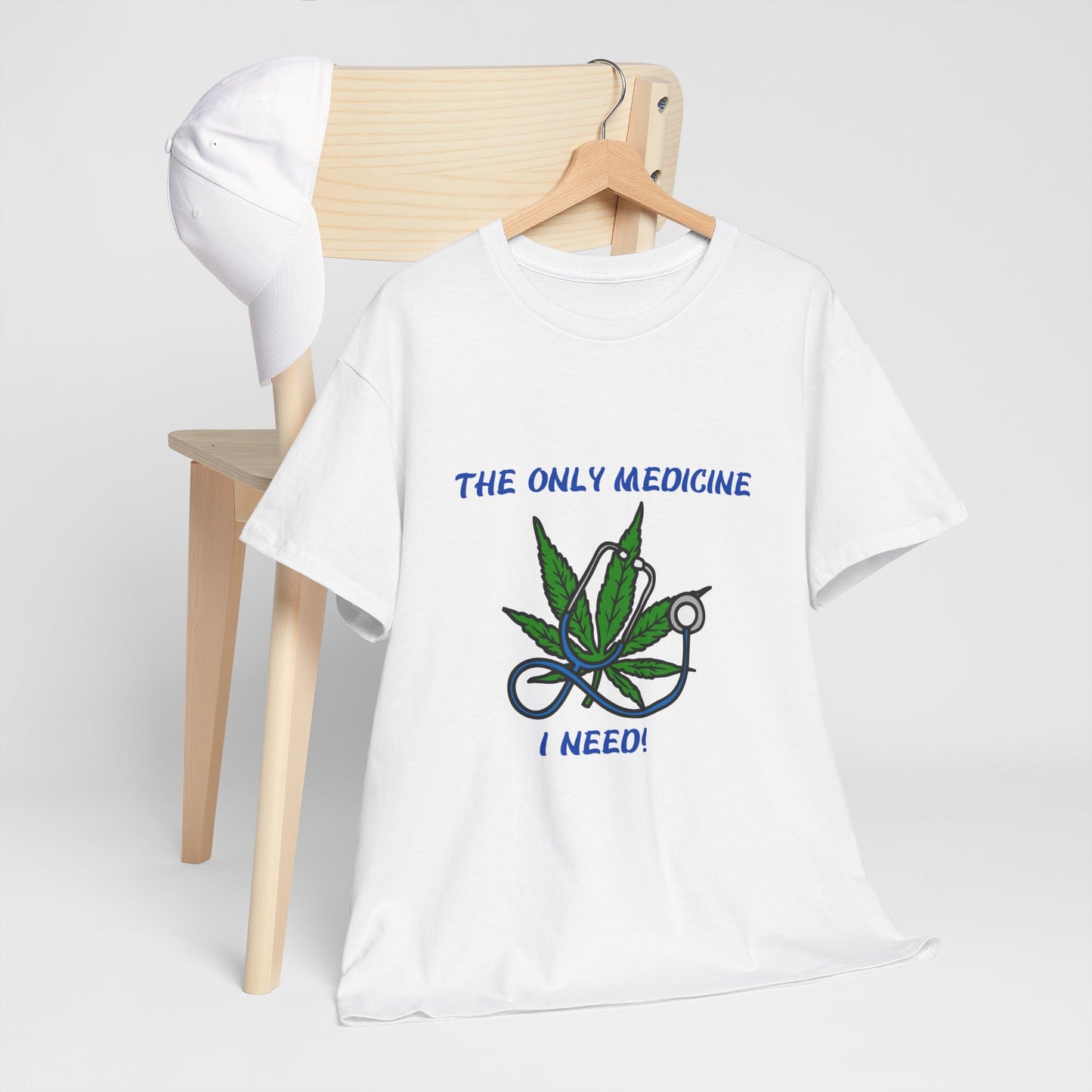 Unisex Heavy Cotton Tee - "The Only Medicine I Need" Cannabis Graphic Tee Wear Your Remedy – A Statement Tee from G-Spot G’s Tees!