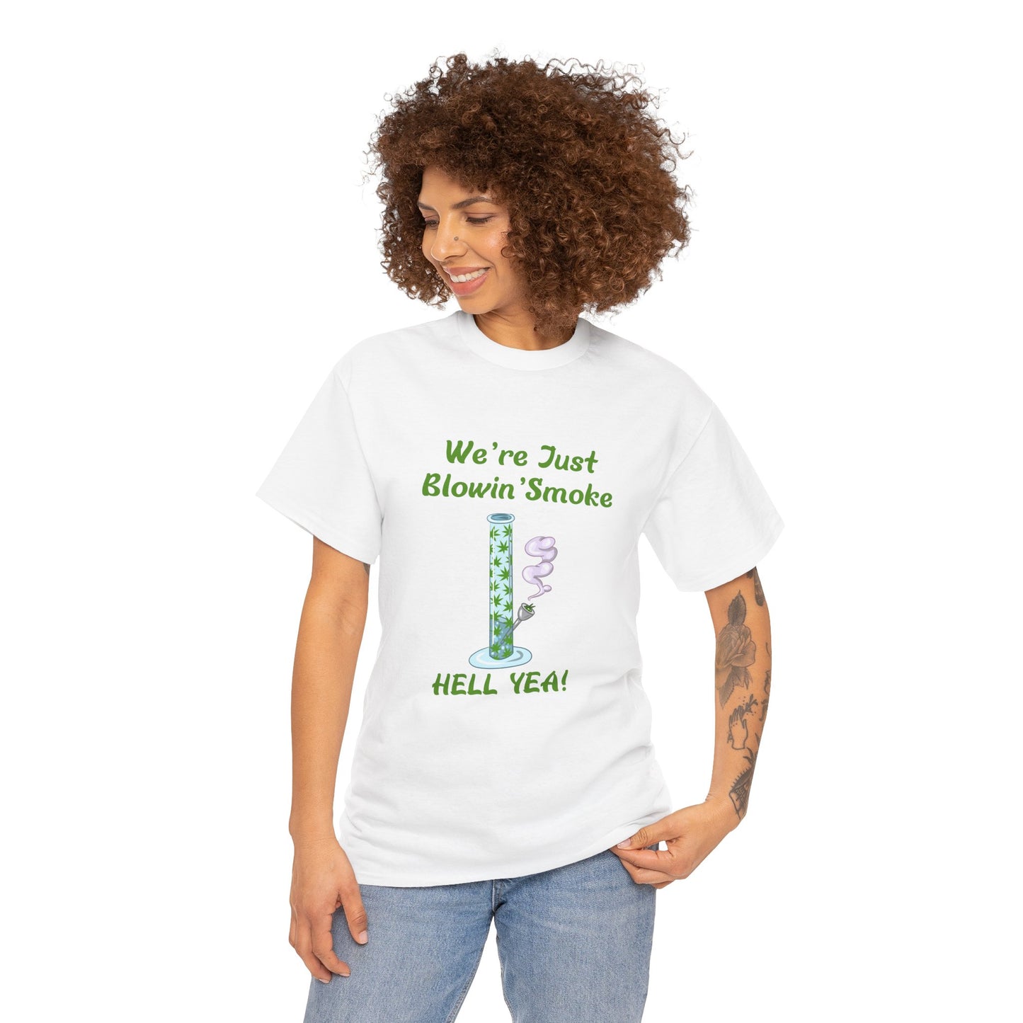 We’re Just Blowin’ Smoke Unisex Heavy Cotton Tee - Fun Cannabis Theme T-Shirt Light Up & Let Loose – A G-Spot G’s Tees Classic!